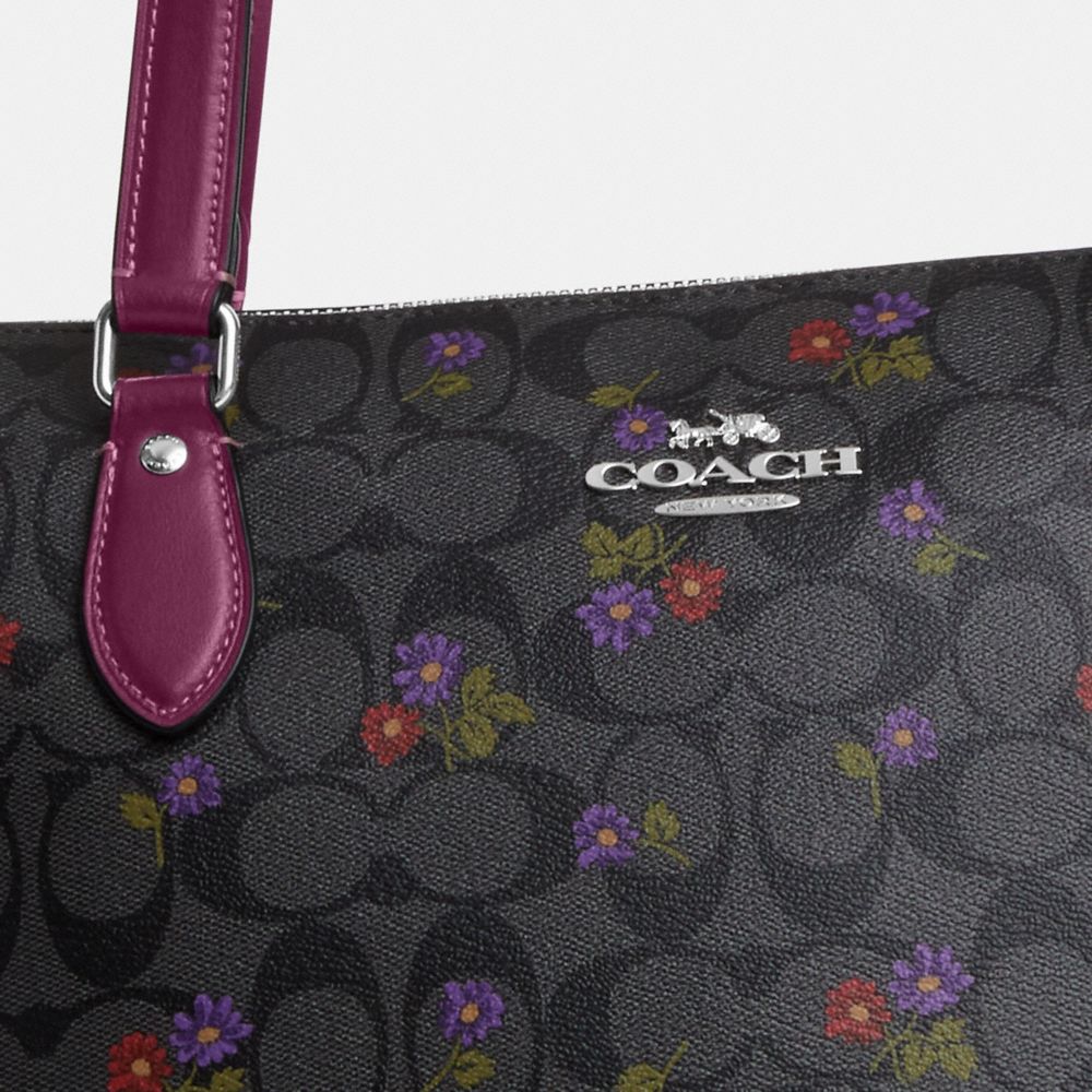 COACH®  Circular Coin Pouch In Signature Canas With Country Floral Print