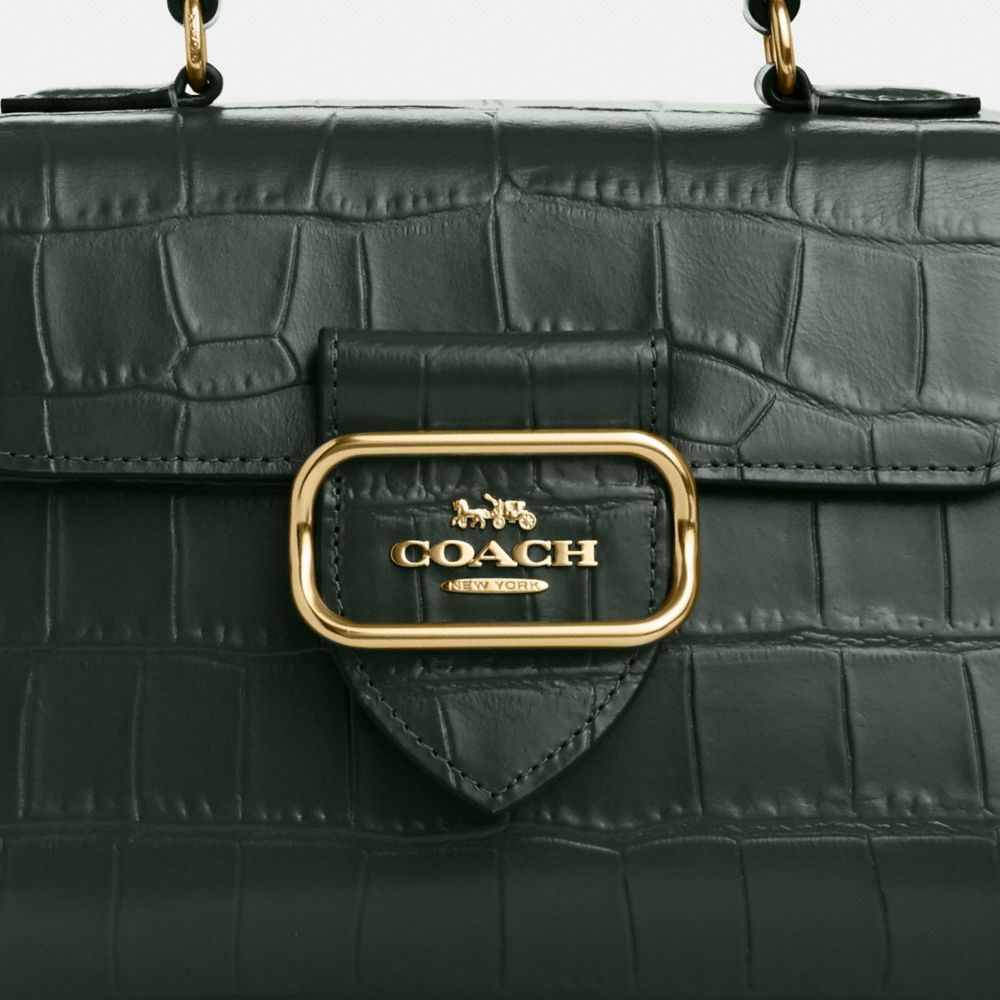 COACH®,Morgan Top Handle Satchel Bag,Leather,Satchel,Belt,Gold Metal,Day Party,Olive