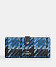 COACH®,SLIM WALLET WITH GRAPHIC PLAID PRINT,Coated Canvas,Silver/Blue Multi,Front View