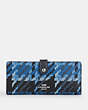 COACH®,SLIM WALLET WITH GRAPHIC PLAID PRINT,Coated Canvas,Silver/Blue Multi,Front View