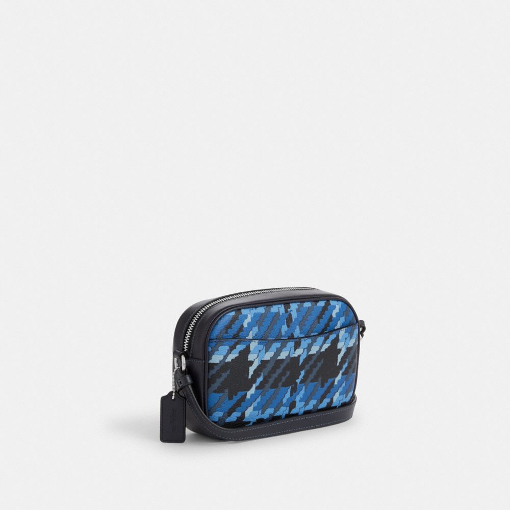 Mini camera bag with outlet buffalo plaid print coach