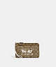 COACH®,DOUBLE ZIP WALLET IN SIGNATURE CANVAS WITH HORSE AND SLEIGH,Coated Canvas,Mini,Gold/Khaki/Chalk,Front View