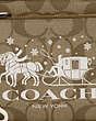 COACH®,DOUBLE ZIP WALLET IN SIGNATURE CANVAS WITH HORSE AND SLEIGH,Coated Canvas,Mini,Gold/Khaki/Chalk
