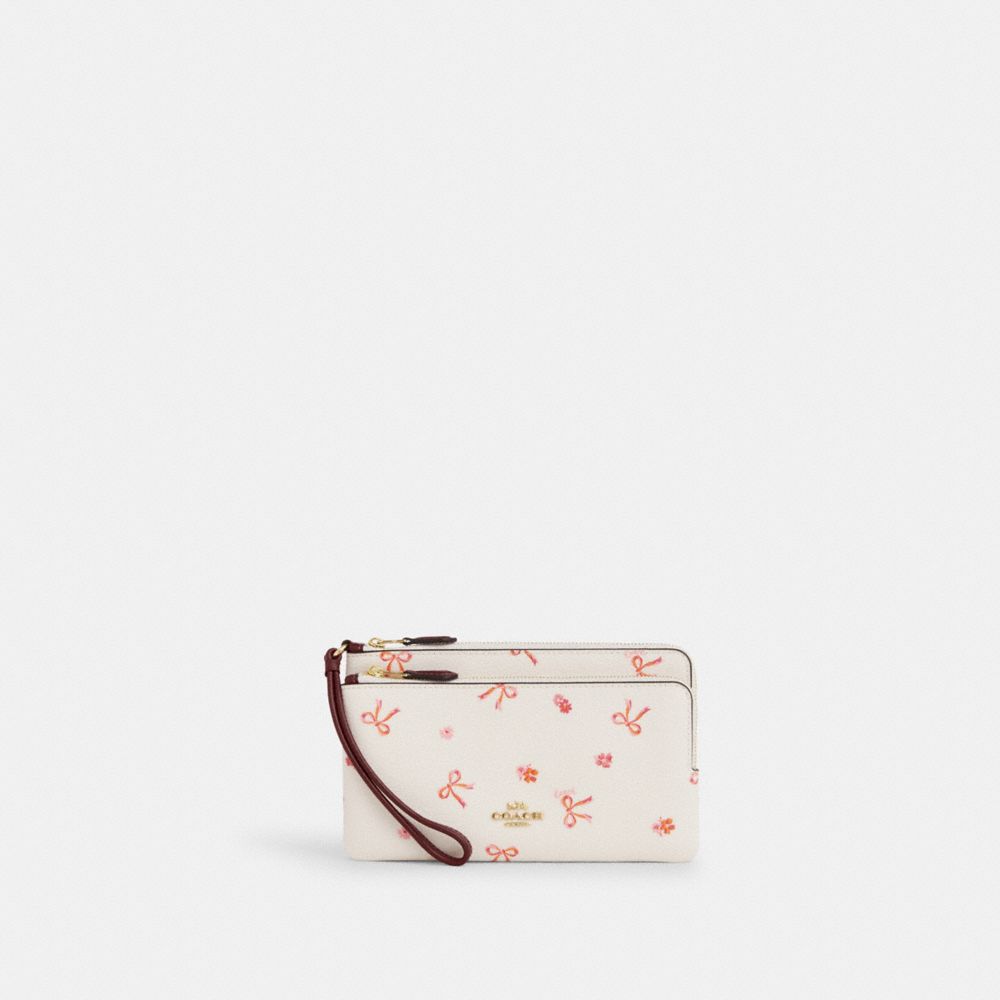 COACH® | Double Zip Wallet With Bow Print