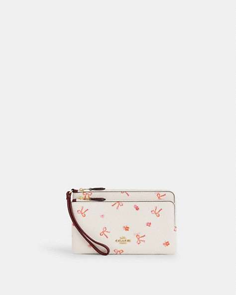 Double Zip Wallet With Bow Print