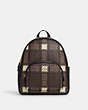 COACH®,COURT BACKPACK WITH BRUSHED PLAID PRINT,Coated Canvas,Large,Gold/Brown Multi,Front View