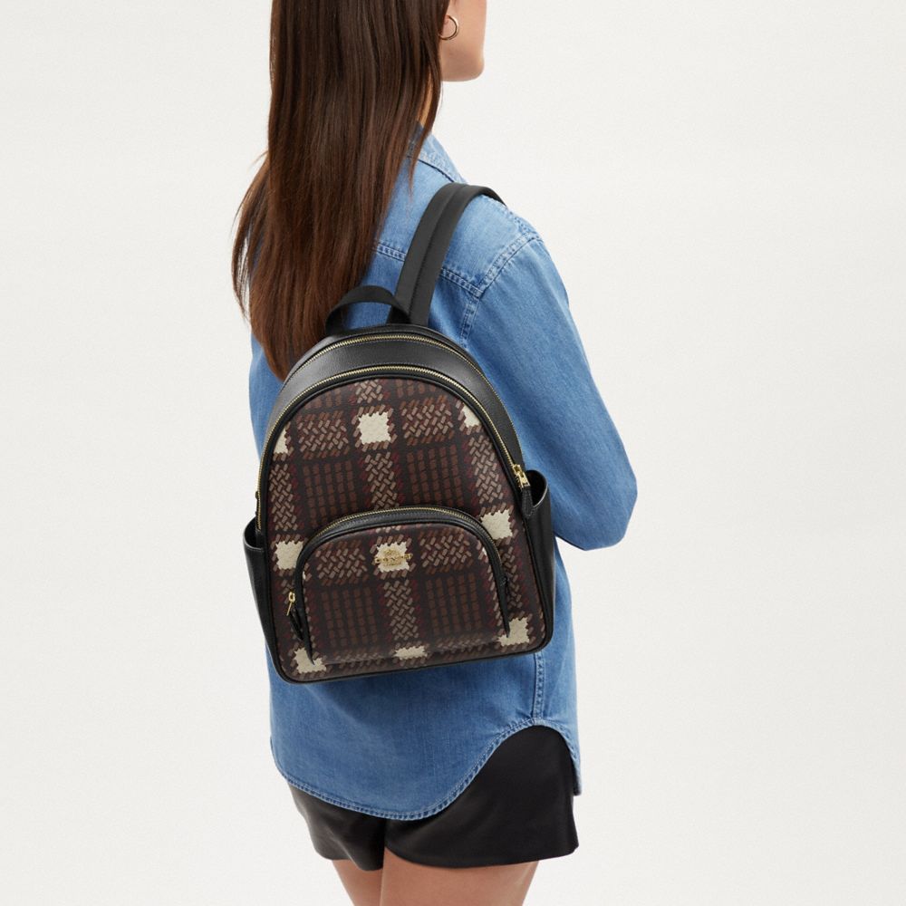 COACH®,Court Backpack With Brushed Plaid Print,,Detail View