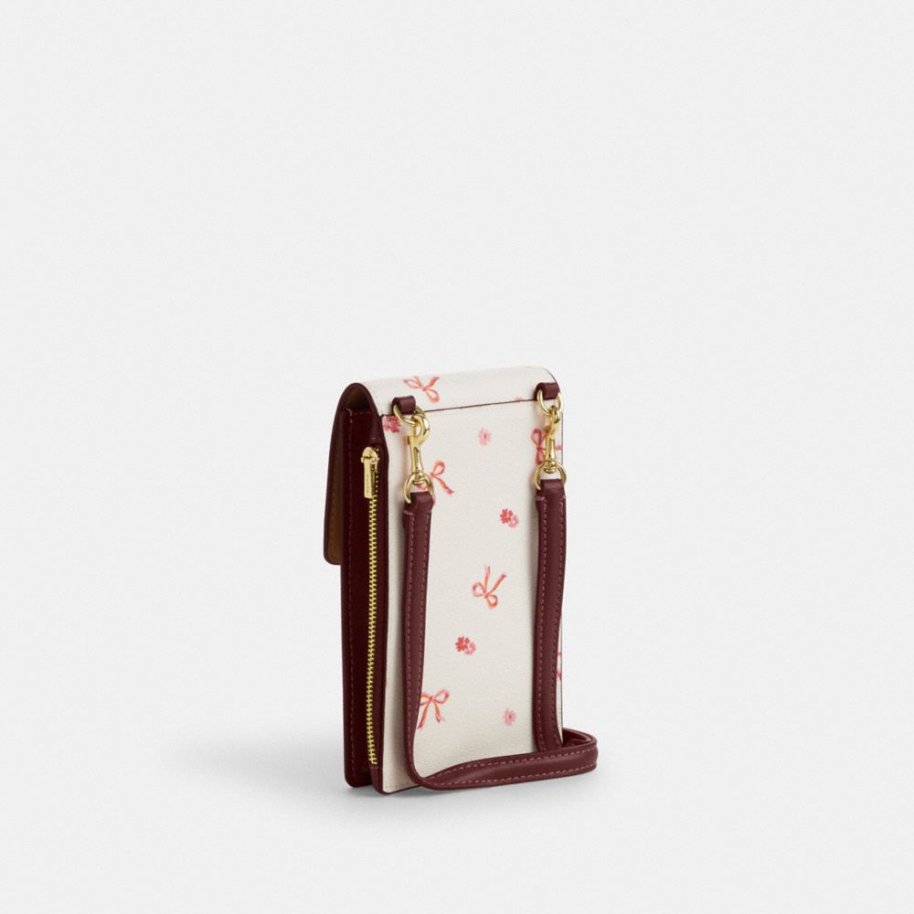 North South Phone Crossbody With Bow Print