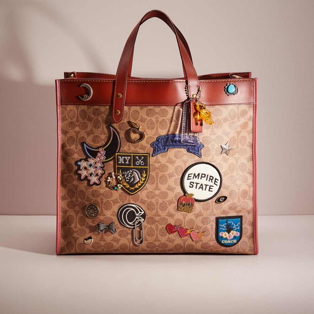 COACH®  Field Tote 40 In Signature Canvas With Souvenir Patches