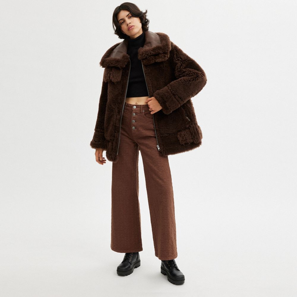 Coach Aviator in shearling con cerniera frontale