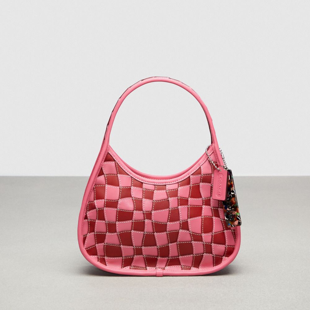 COACH Ergo Shoulder Bag In Checkerboard Upcrafted Leather in Pink