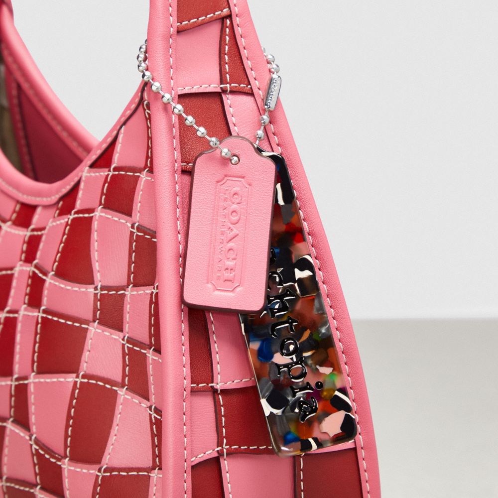COACH Ergo Shoulder Bag In Checkerboard Upcrafted Leather in Pink