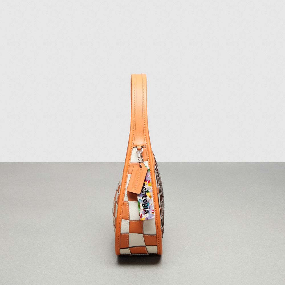 Coach Ergo Bag In Wavy Checkerboard Upcrafted Leather In Faded Orange/chalk
