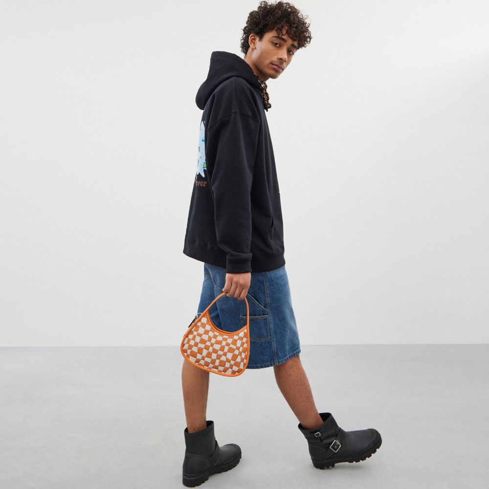 Coach Ergo Bag In Wavy Checkerboard Upcrafted Leather In Faded Orange/chalk