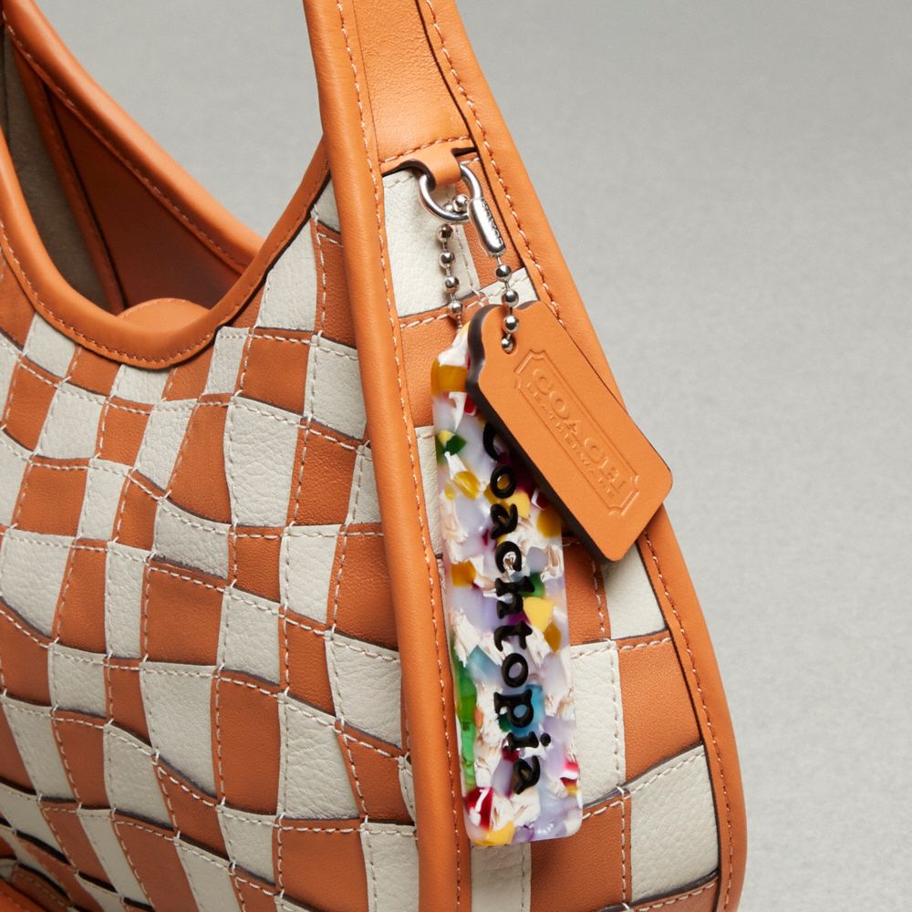 Coach Ergo Bag In Wavy Checkerboard Upcrafted Leather In Faded Orange/chalk