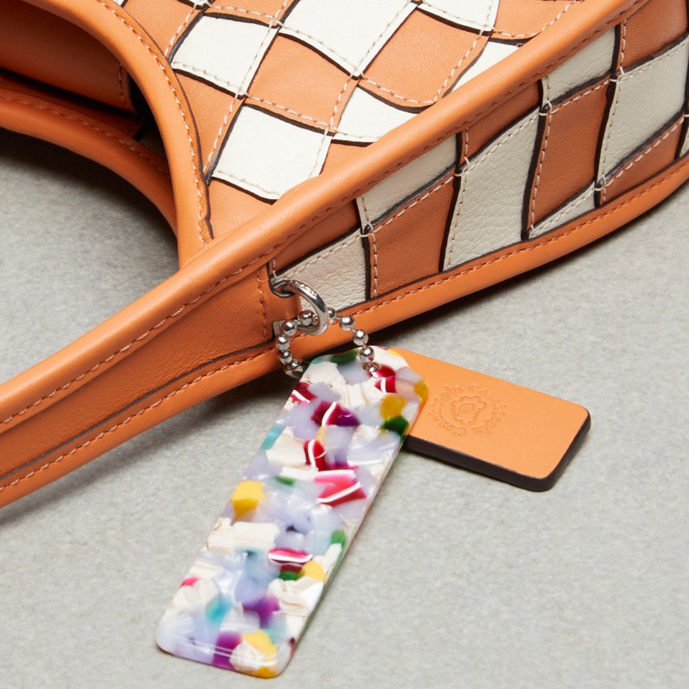 Coach Ergo Bag In Wavy Checkerboard Upcrafted Leather In Faded Orange/chalk