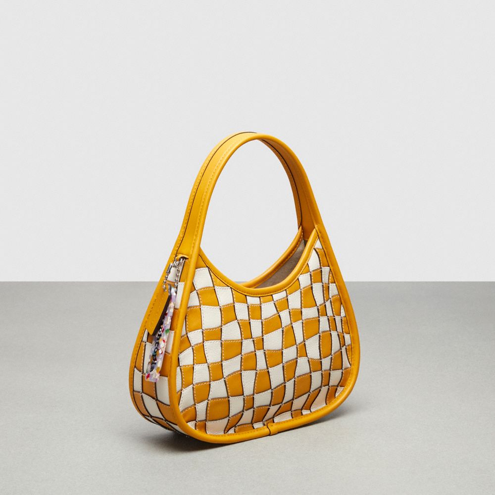 Coach Ergo Bag In Wavy Checkerboard Upcrafted Leather In Chalk/buttercup