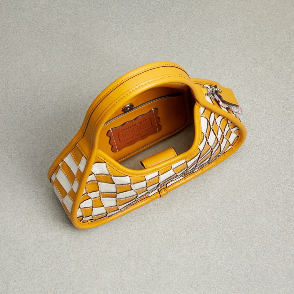 Coach Ergo Bag In Wavy Checkerboard Upcrafted Leather In Chalk/buttercup