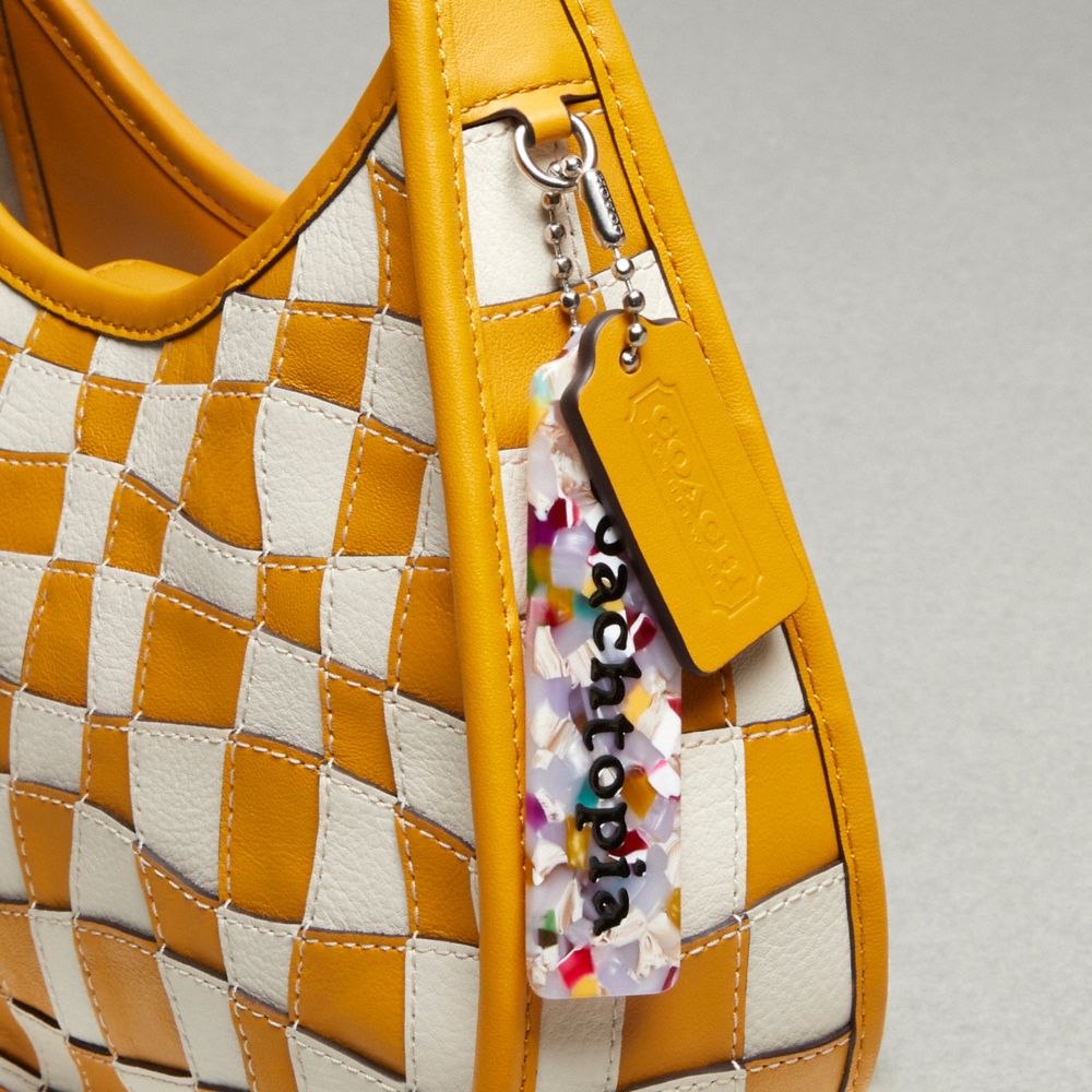 Coach Ergo Bag In Wavy Checkerboard Upcrafted Leather In Chalk/buttercup