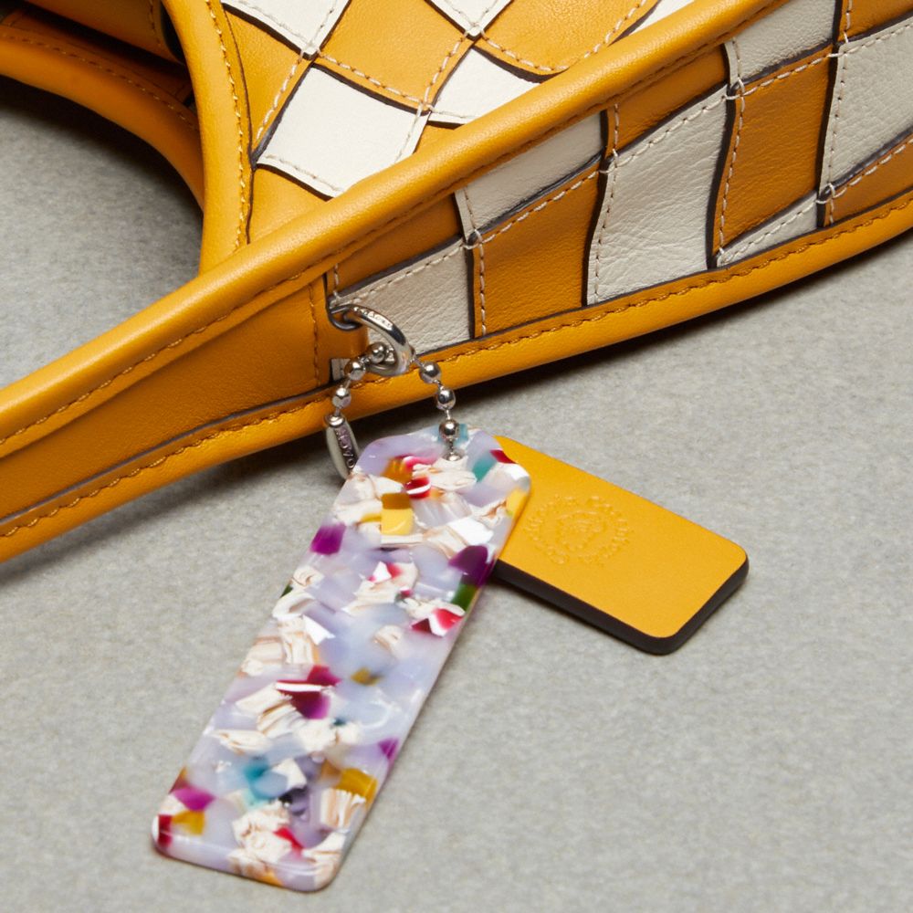 Coach Ergo Bag In Wavy Checkerboard Upcrafted Leather In Chalk/buttercup