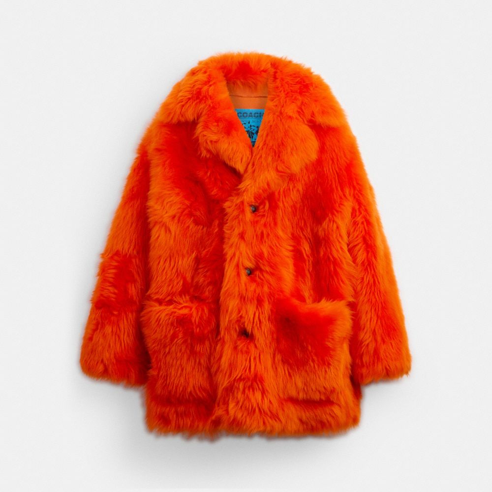 COACH®,THE LIL NAS X DROP POP COLOR COAT,Shearling,Orange,Front View