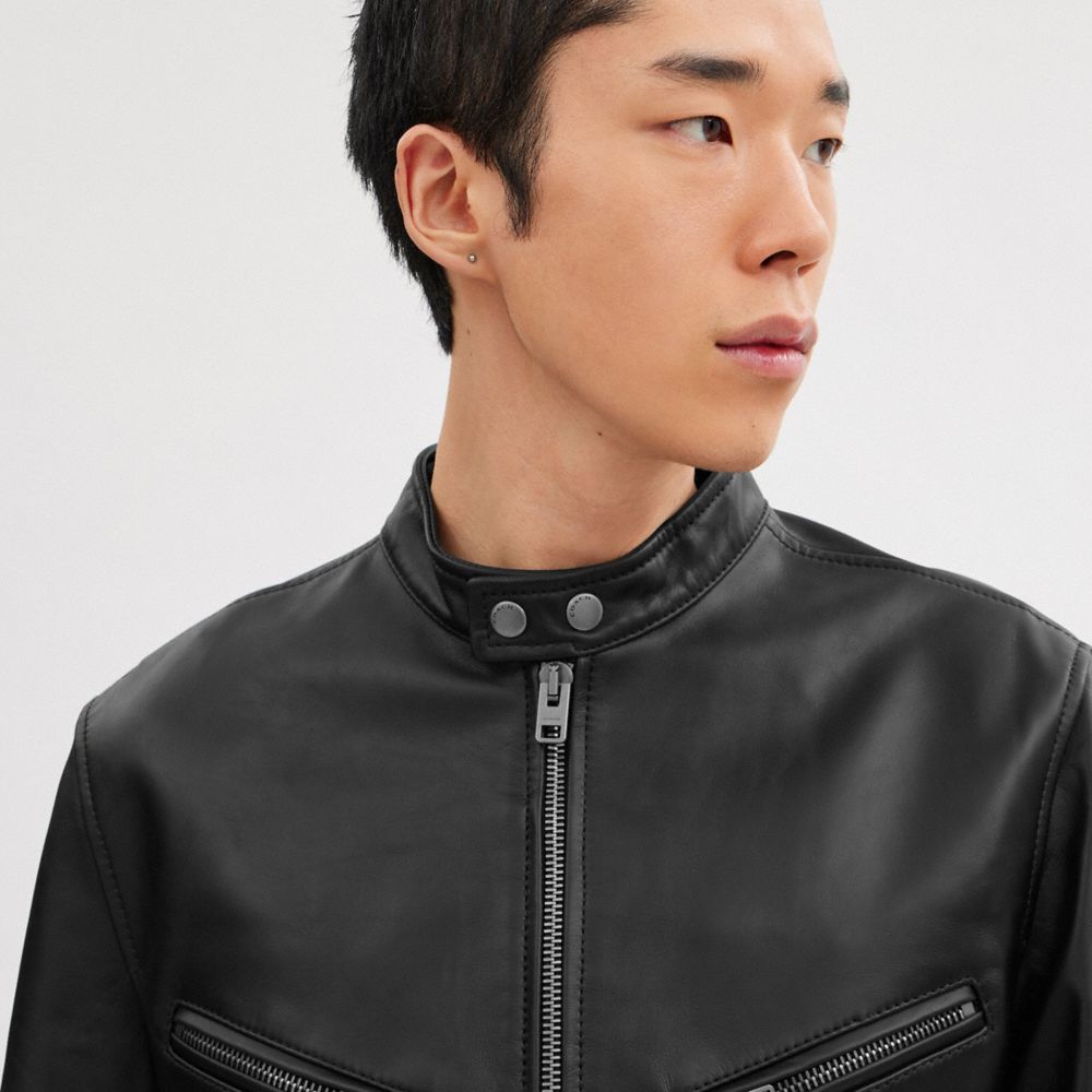 Coach Racer-jacke Aus Leder In Black