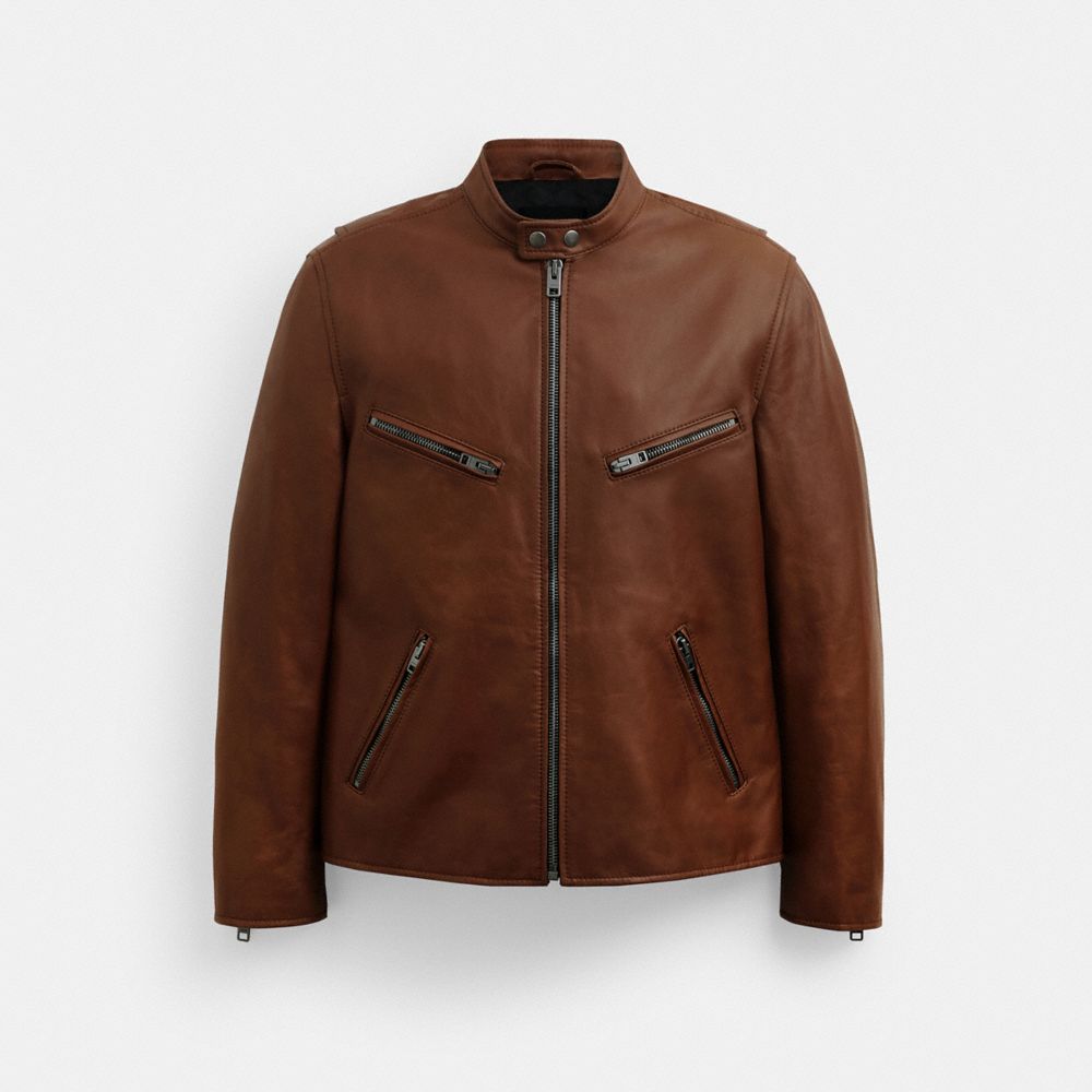 Mens coach leather clearance jacket