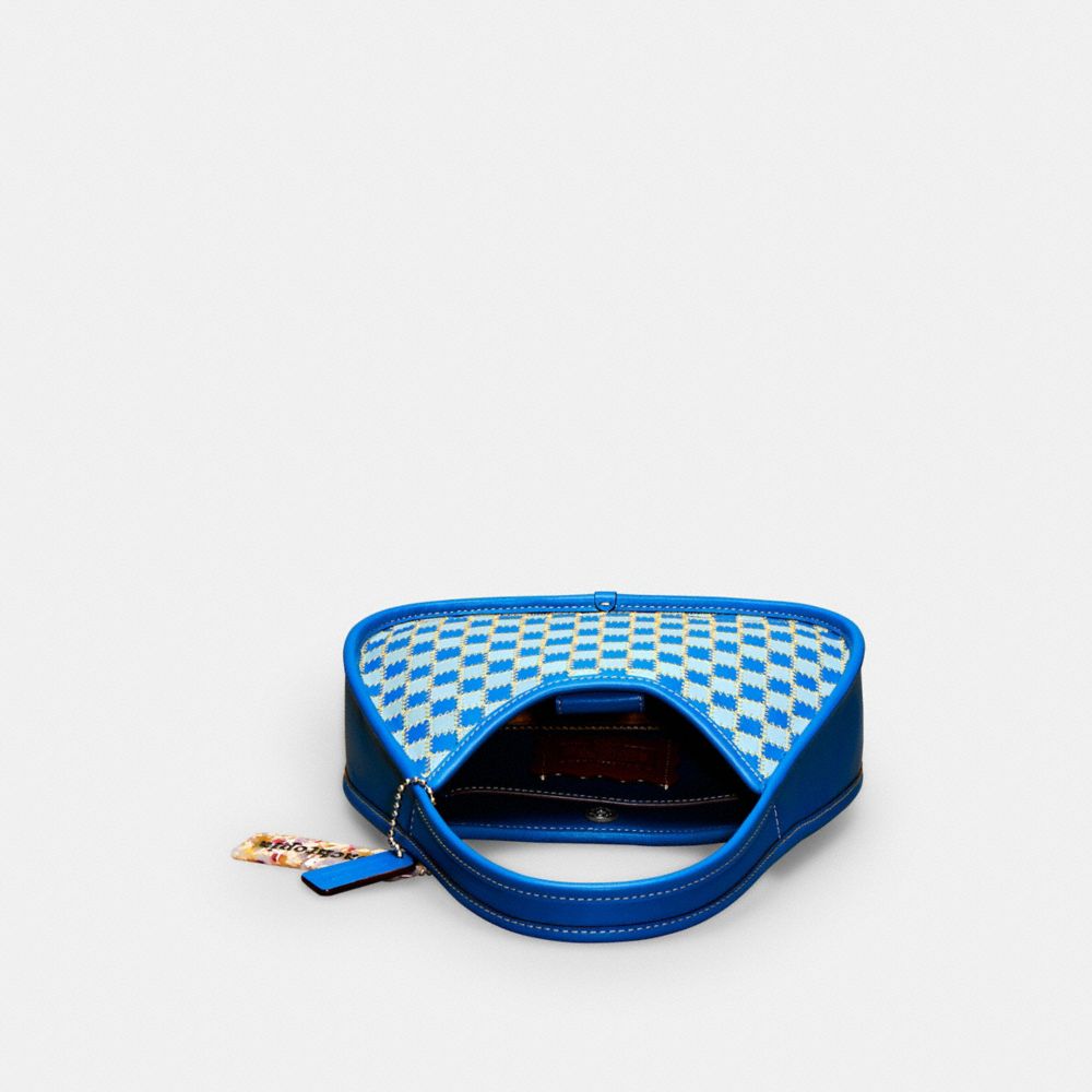 COACH®,Mini Ergo Bag In Checkerboard Upcrafted Leather,Recycled Polyester,Nylon,Leather,Shoulder Bag,Resin,Plastic,Piping,...,Blue,Inside View,Top View