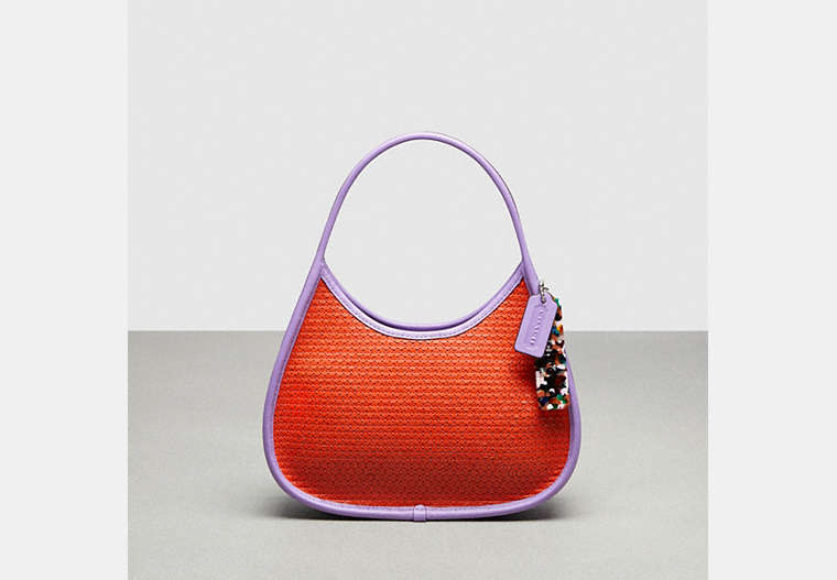 COACH®,Ergo Bag With Upcrafted Leather Sequins,Upcrafted Leather™,Small,Sun Orange/Iris,Front View