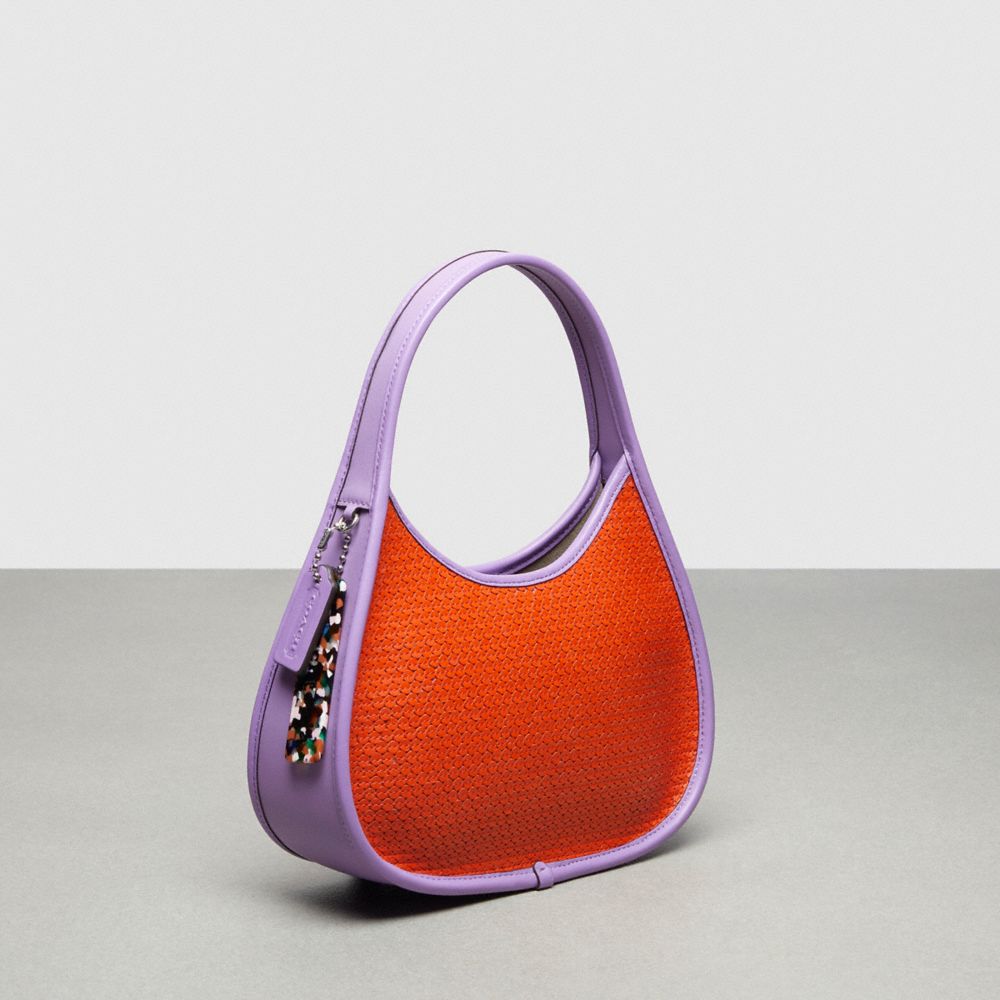 COACH®,Ergo Bag With Upcrafted Leather Sequins,Upcrafted Leather™,Small,Sun Orange/Iris,Angle View