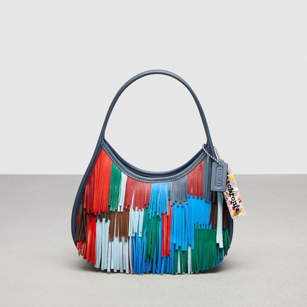 COACH®,Ergo Bag With Fringe In Upcrafted Leather,Upcrafted Leather™,Small,Multi,Front View