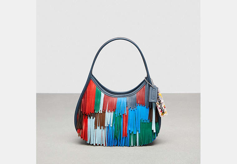 COACH®,Ergo Bag in Fringe Upcrafted Leather,Upcrafted Leather™,Small,Multi,Front View