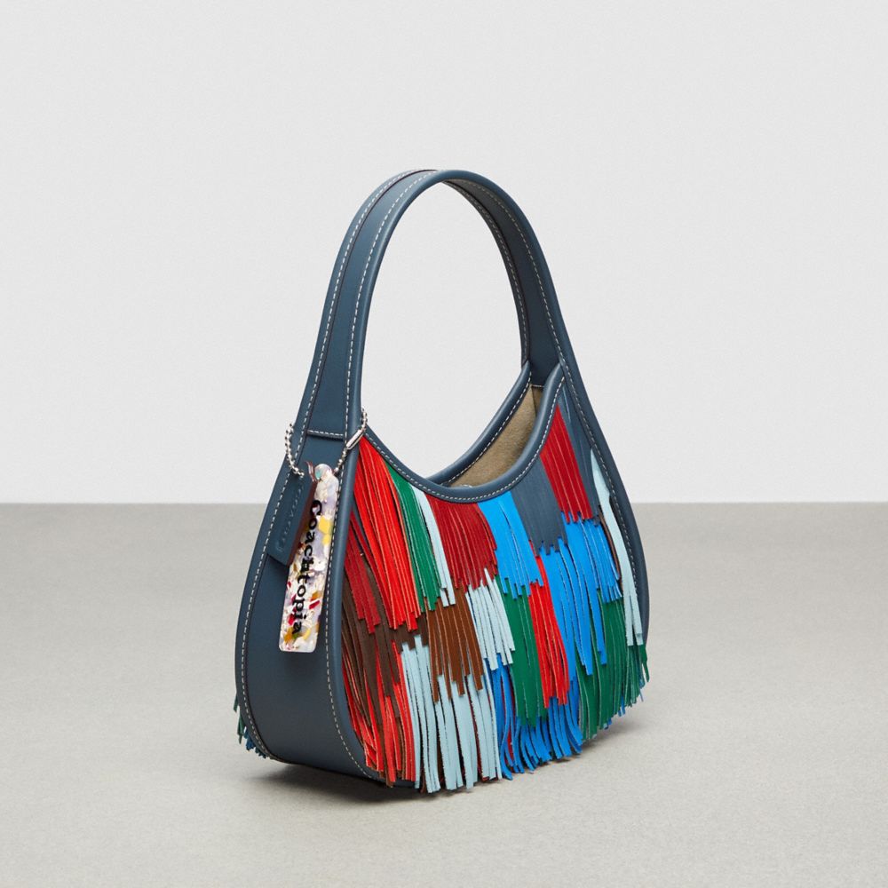 COACH®,Ergo Bag With Fringe In Upcrafted Leather,Upcrafted Leather™,Small,Multi,Angle View