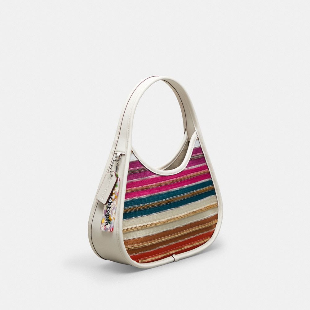 COACH®,Ergo Bag With Upcrafted Zippers,Leather,Acrylic,Shoulder Bag,Plastic,Embossed,Logo,Piping,Day Party,Multi Color,Angle View