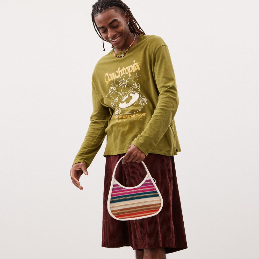 COACH®,Ergo Bag With Upcrafted Zippers,Leather,Acrylic,Shoulder Bag,Plastic,Embossed,Logo,Piping,Day Party,Multi Color,Detail View