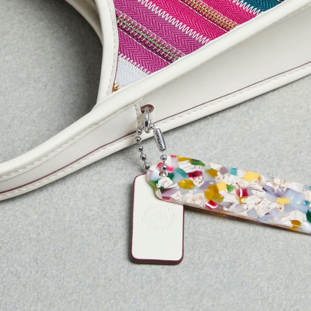 COACH®,Ergo Bag With Upcrafted Zippers,Leather,Acrylic,Shoulder Bag,Plastic,Embossed,Logo,Piping,Day Party,Multi Color