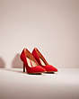 COACH®,RESTORED WAVERLY PUMP,Suede,Electric Red,Angle View