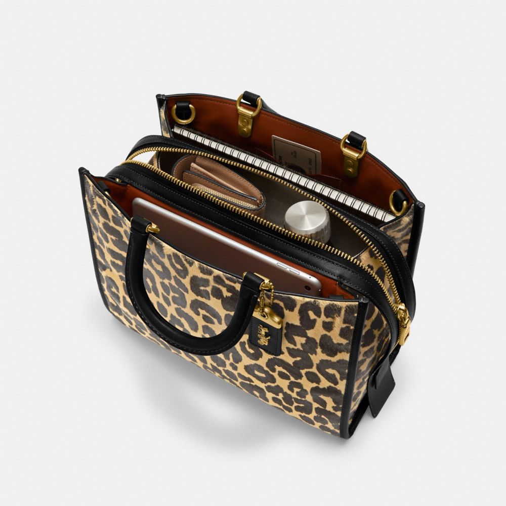 COACH®,Rogue Bag In Haircalf With Leopard Print,,Inside View, Top View