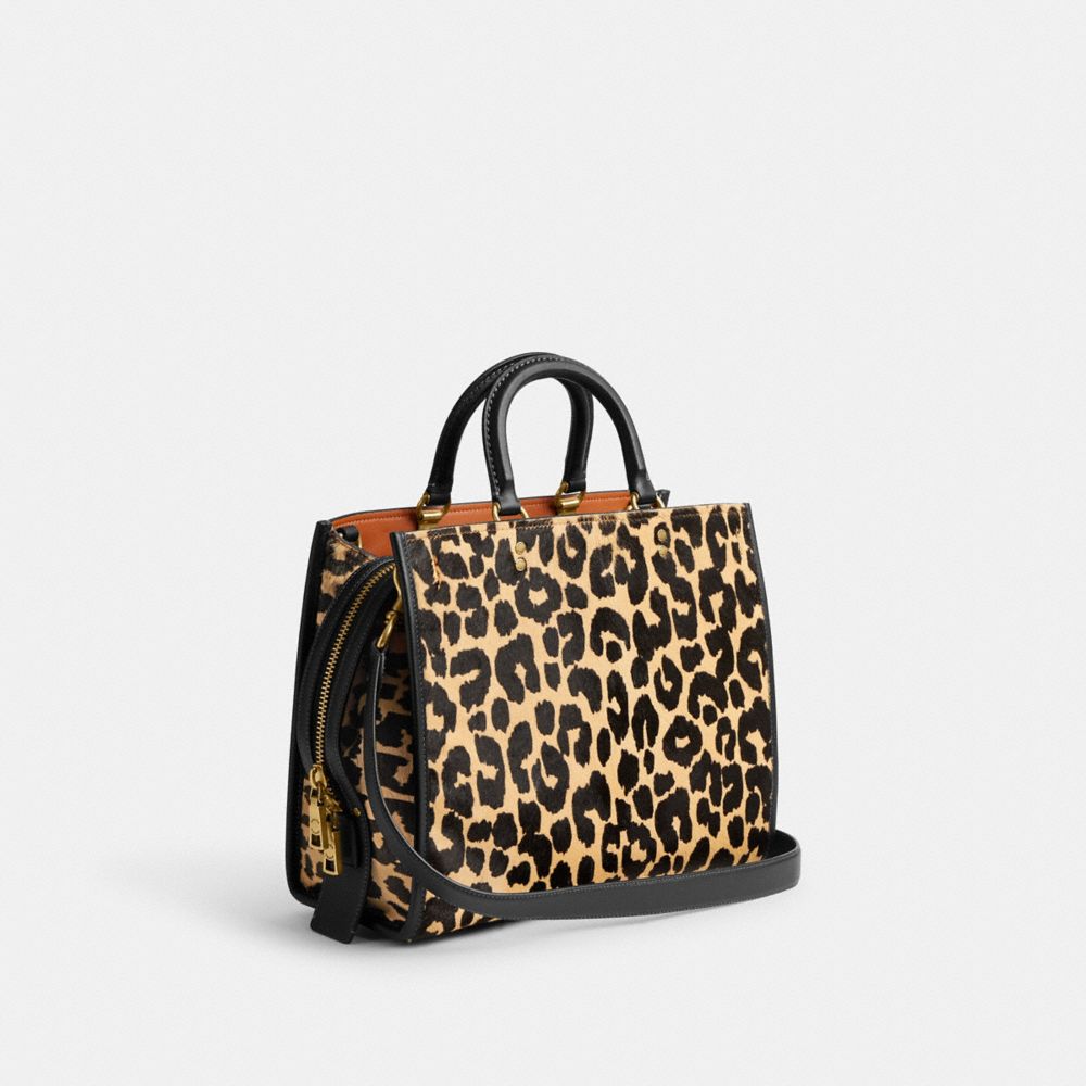 COACH®: Rogue Top Handle 12 In Haircalf With Leopard Print