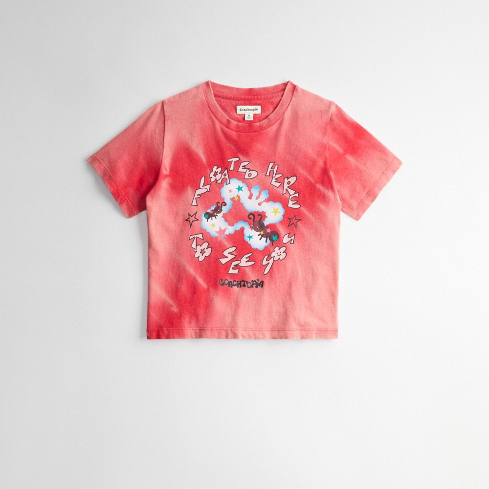 COACH®,Baby T-Shirt in 99% Recycled Cotton with Wavy Wash: Floated Here to See You,95% recycled cotton,Red Multi,Front View