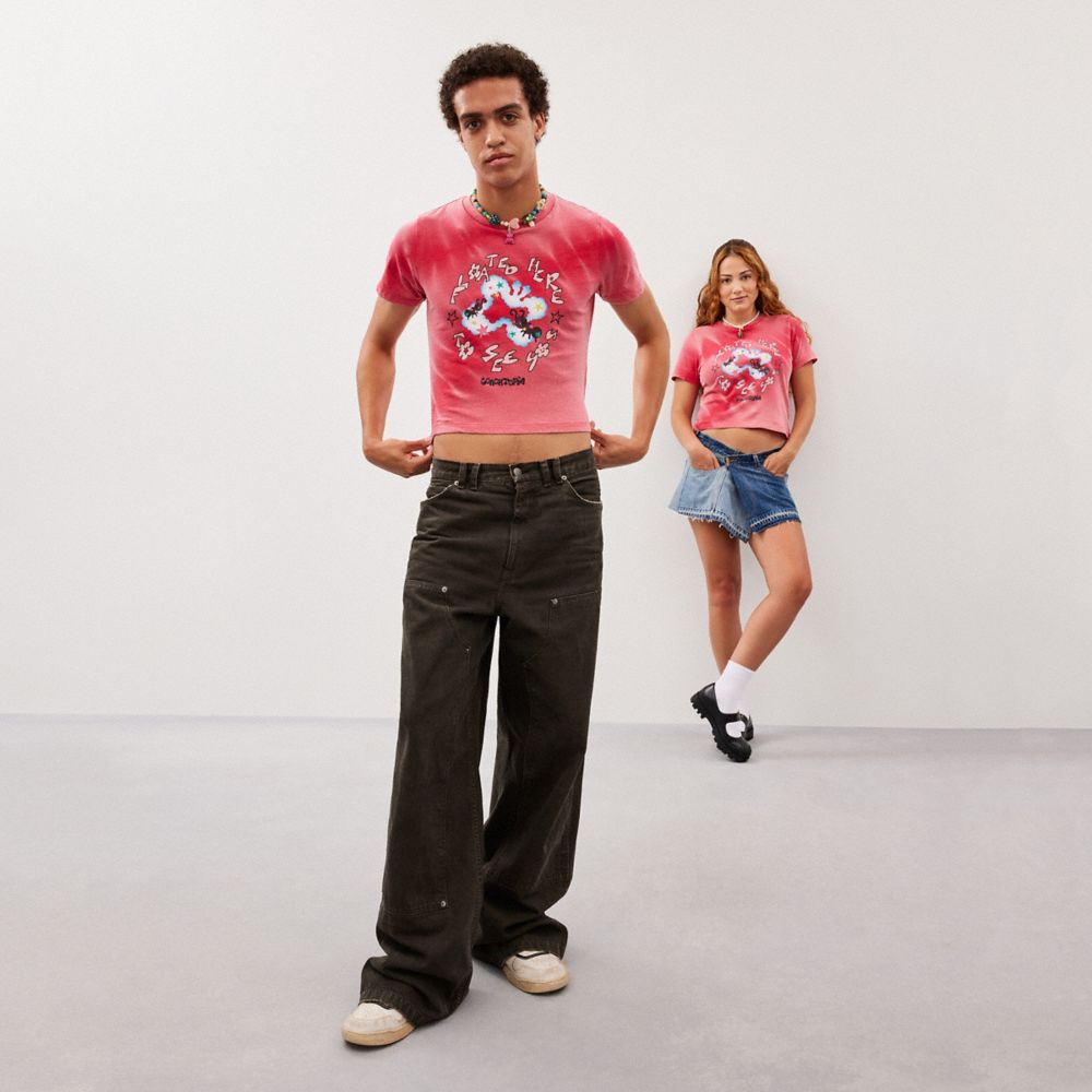 COACH®,Cropped T Shirt With Floated Here To See You Print,,Scale View