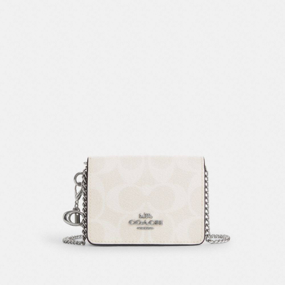 Coach Mini Wallet in a Chain in Signature Canvas