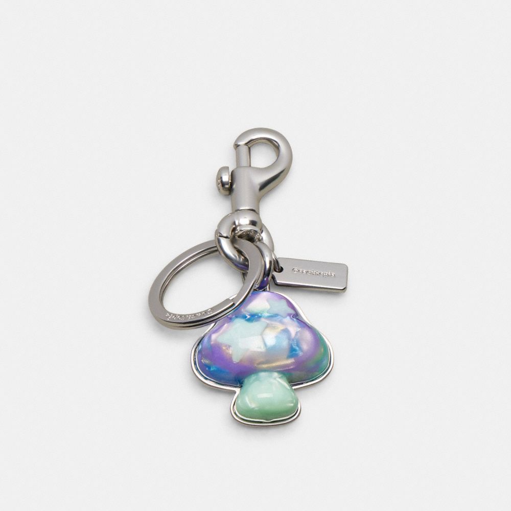 COACH®,Mushroom Bag Charm,Recycled Resin,Blue Multi,Front View image number 0