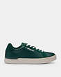 COACH®,CLIP LOW TOP SNEAKER,Mixed Materials,Dark Pine/Chalk,Angle View