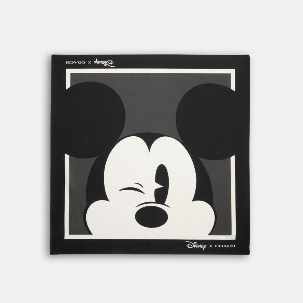 COACH®,DISNEY X COACH MICKEY MOUSE SILK BANDANA,Black & White,Front View