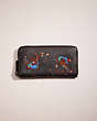 COACH®,RESTORED ACCORDION ZIP WALLET WITH MEADOWLARK,Glovetanned Leather,Pewter/Black,Front View