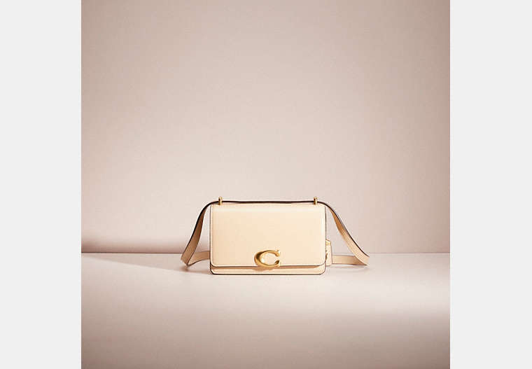 COACH®,RESTORED BANDIT CROSSBODY,Refined Calf Leather,Mini,Brass/Ivory,Front View
