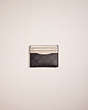 COACH®,RESTORED CARD CASE IN COLORBLOCK SIGNATURE CANVAS,Signature Coated Canvas,Charcoal/Khaki/Chalk,Front View
