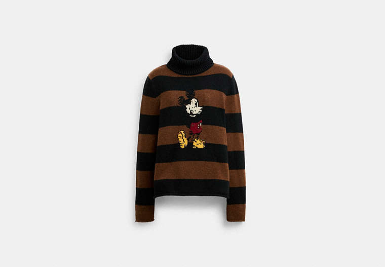 COACH®,DISNEY X COACH MICKEY MOUSE STRIPED TURTLENECK,Black,Front View image number 0