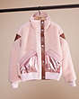 COACH®,UPCRAFTED PIECED FLEECE JACKET,Polyester,Pink,Front View